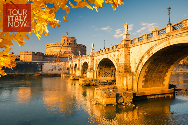 Autumn-Saint-Angel-Castle-and-bridge-over-the-Tiber-river-in-Rome
