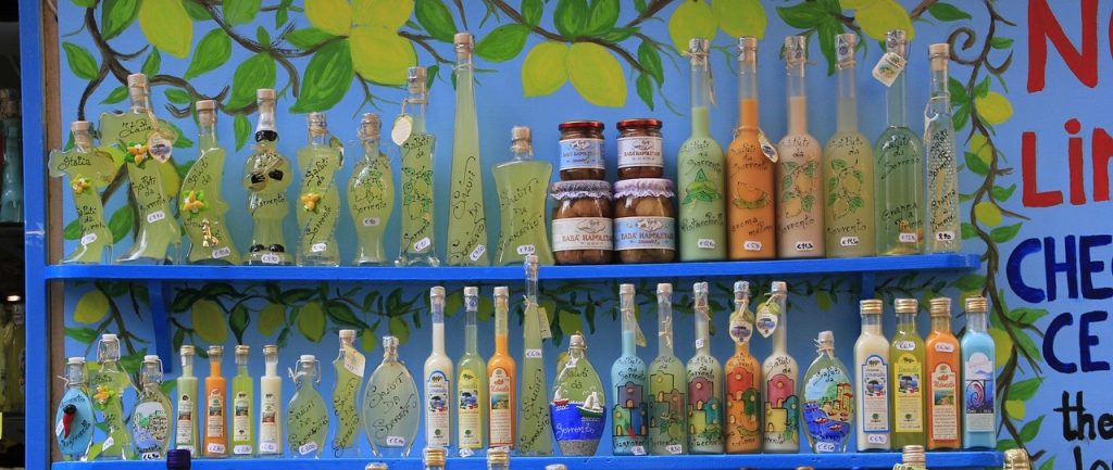 Bottles of Limoncello in Sorrento