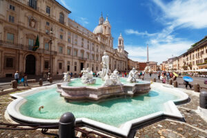Piazza Navona fountains in Rome on a guided tour of Italy