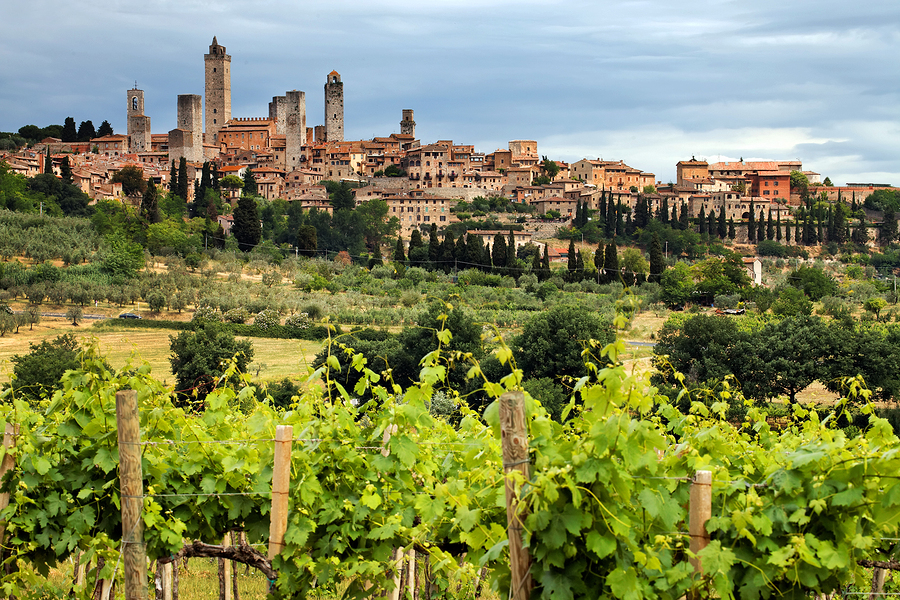 San Gimignano medieval hilltop village on a tour of Italy